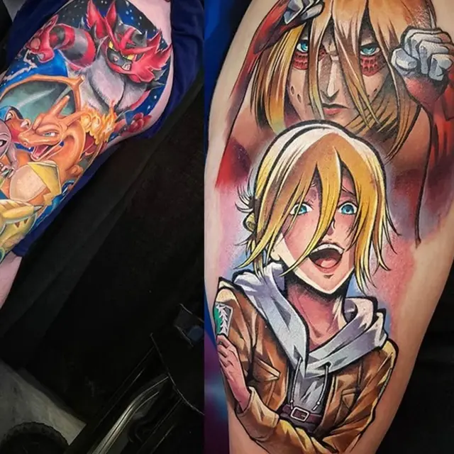 Full-color anime sleeve tattoo — WA Tattoo Las Vegas