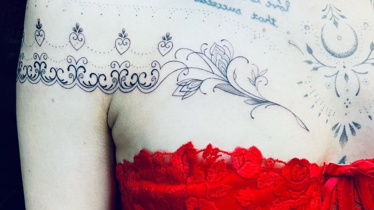 Delicate fine-line ornamental tattoo — WA Tattoo, Las Vegas