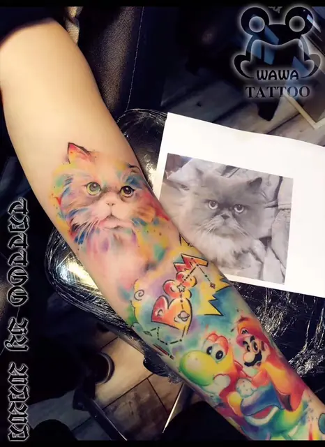 Vivid color character sleeve tattoo — WA Tattoo, Las Vegas