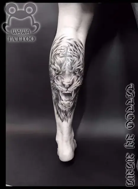 Black and grey realism tiger tattoo — WA Tattoo, Las Vegas